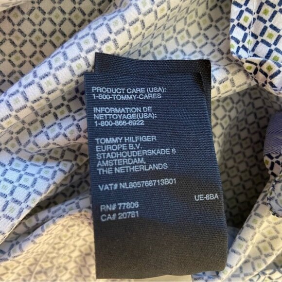 Tommy Hilfiger button down shirt New York fit blue white green 100% cotton Small - Picture 8 of 11